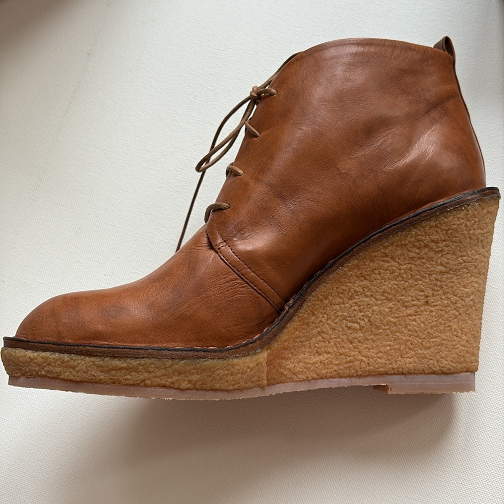 Marc By Marc Jacobs Cognac Leather Wedge Booties-NIB-Brown-Size 8.5-9 - Picture 3 of 14